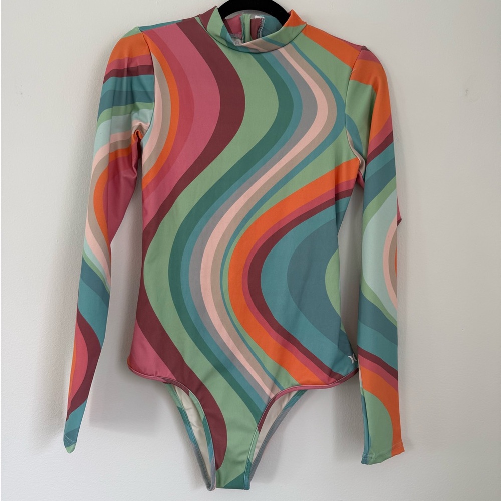 Hurley Multicolor Wave Pattern One Piece Swimsuit - image 1